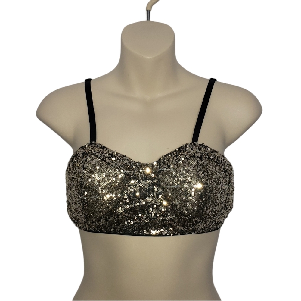 SEDUCTIONS y2k gold sequin bra small